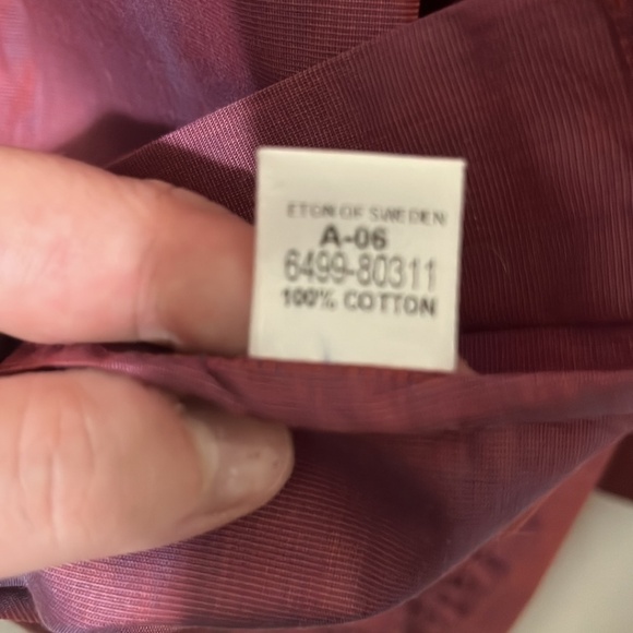 Eden 100% Cotton Red Metallic Button Down Shirt - Picture 3 of 4